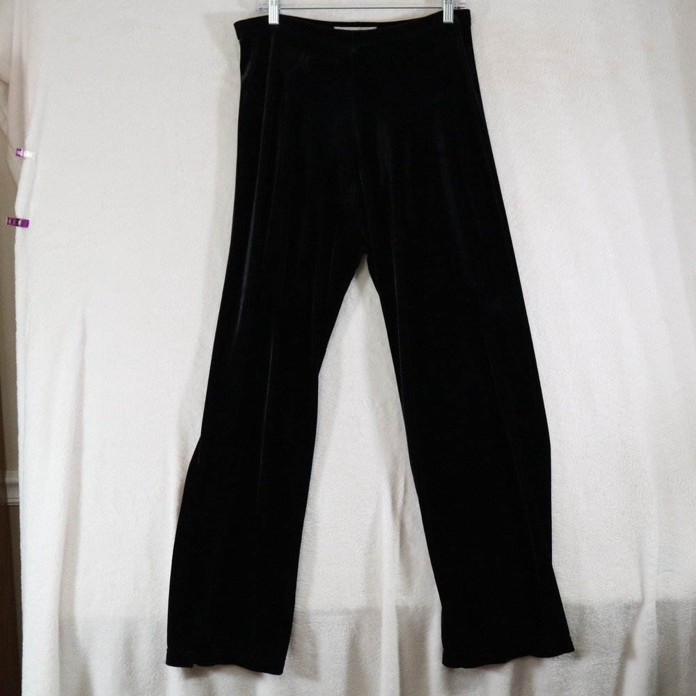 Strada Womens Black Velvet Pull On Straight Leg Casual Pants Made In USA Medium